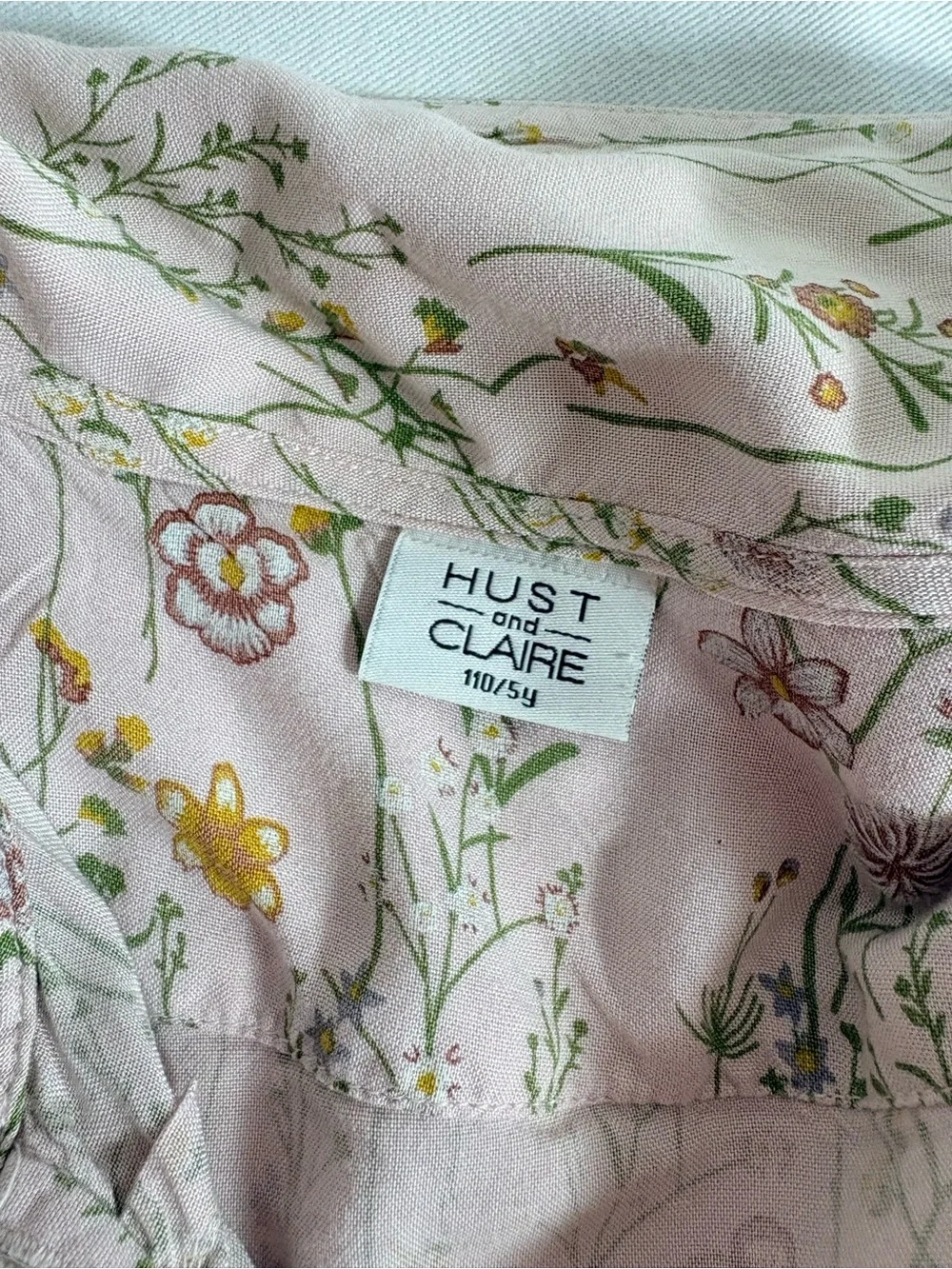 Hust and Claire Pink yellow Floral Button-Front long sleeve Dress age 5.